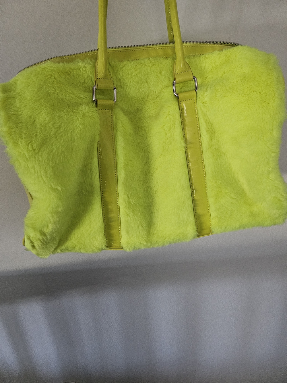 Current Mood Neon Yellow Faux Fur Tote
